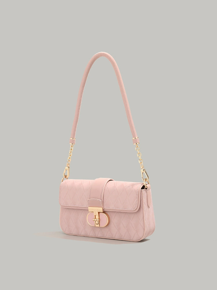 Pink Quilted Underarm Shoulder Bag