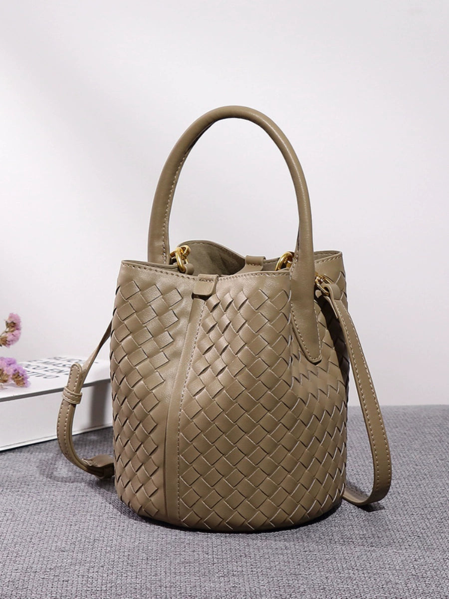 Genuine PU Leather Bucket Bag