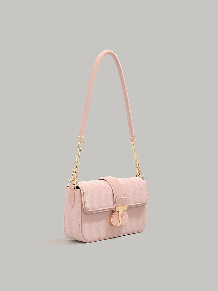 Pink Quilted Underarm Shoulder Bag