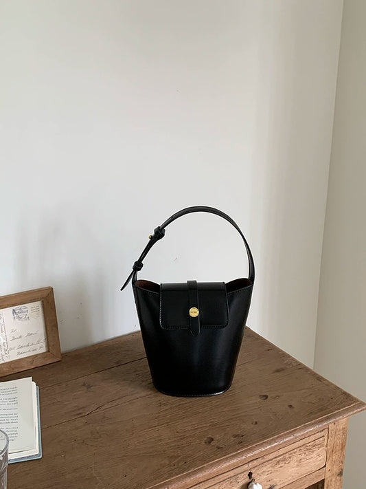 Elegant Black Shoulder Bucket Bag