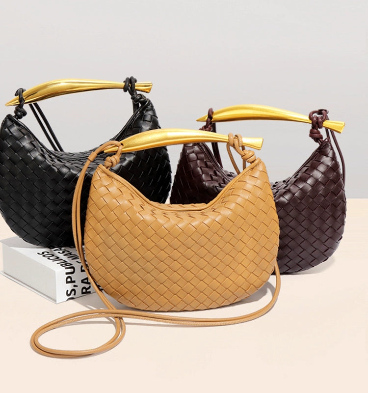 Cowhide Sardine Woven Shoulder Bag