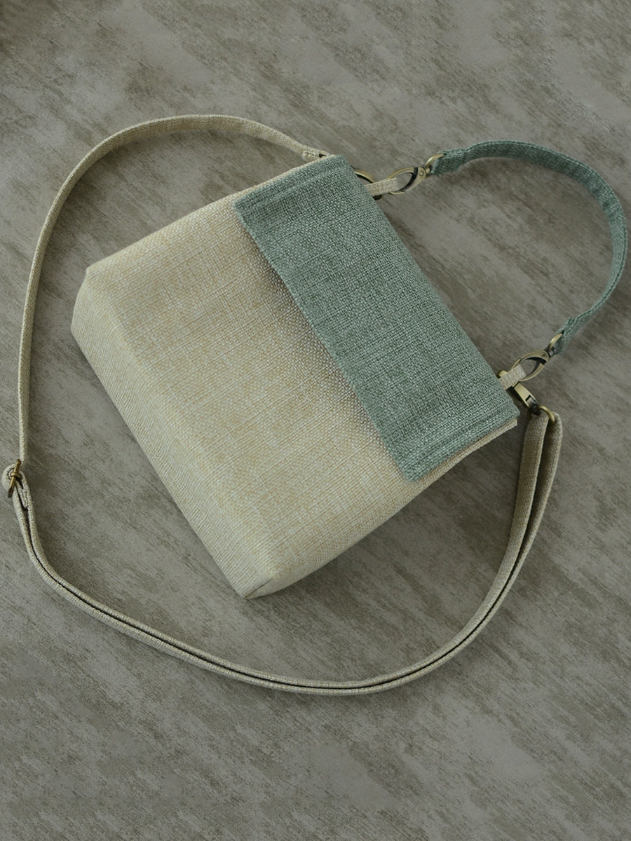 Two Tone Color Matching Crossbody Saddle Bag