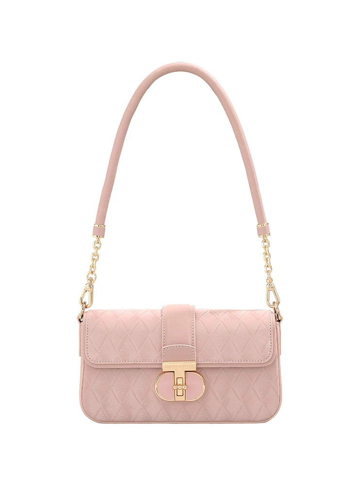 Pink Quilted Underarm Shoulder Bag