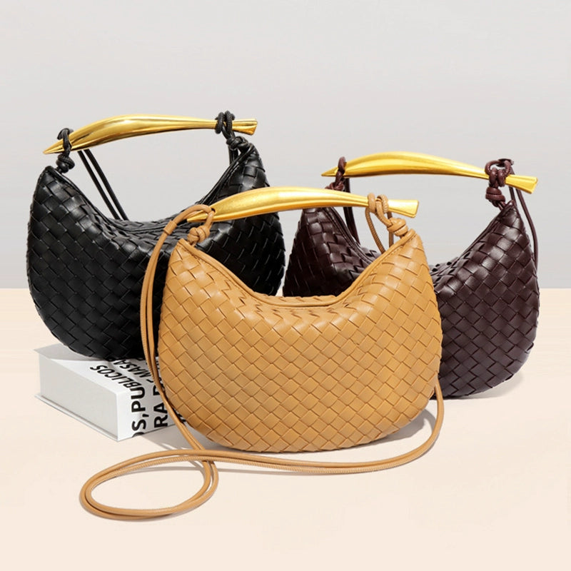 Cowhide Sardine Woven Shoulder Bag