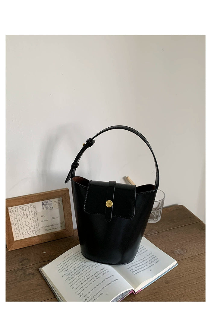 Elegant Black Shoulder Bucket Bag