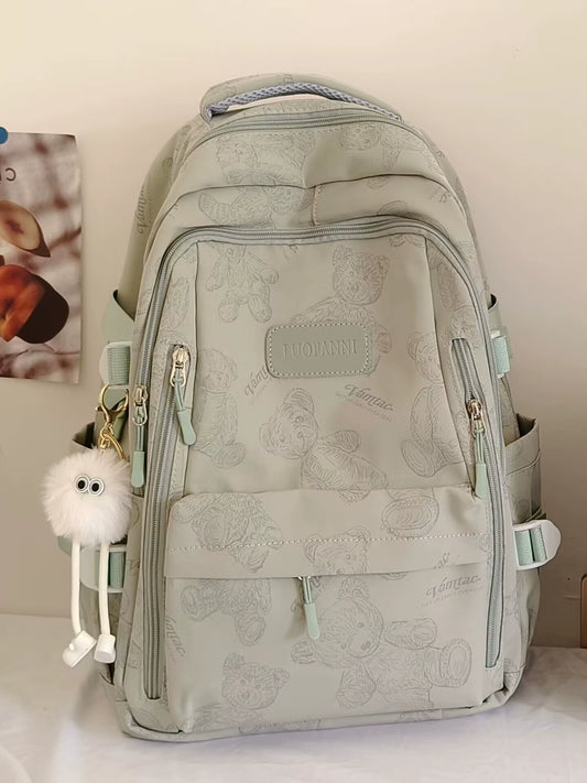 All-Over Bear Print Female Laptop Backpack