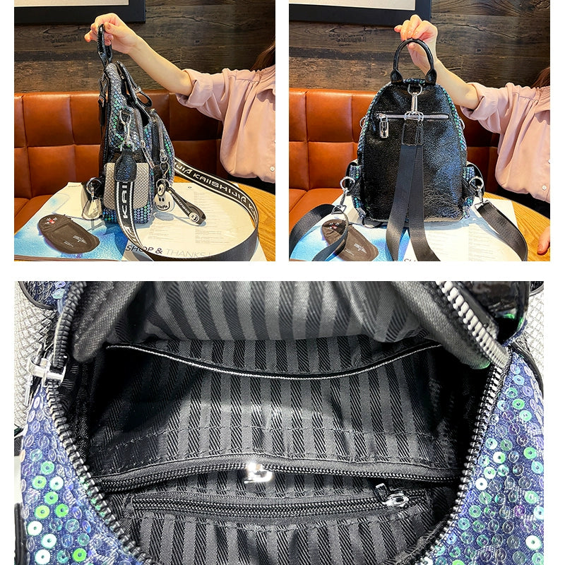 Women's Sequined Laser Style Backpack