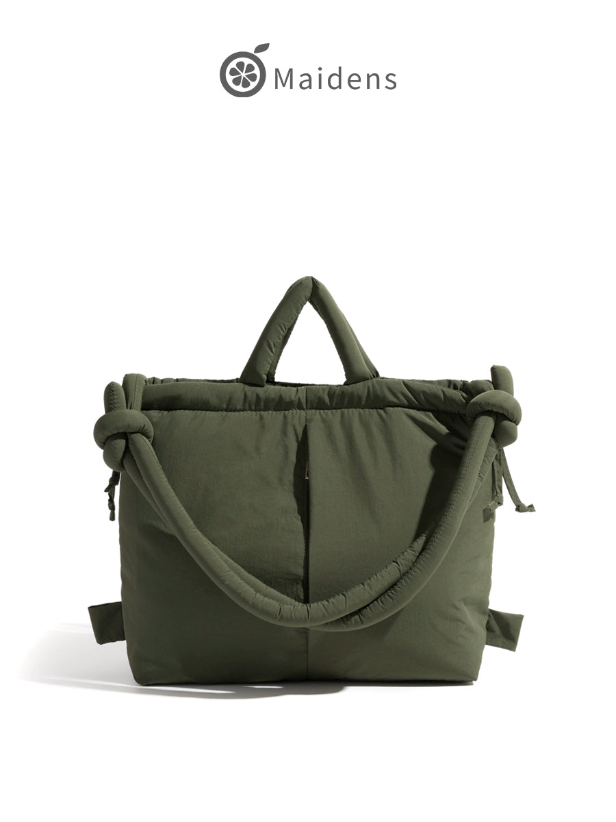 Nylon Drawstring Lightweight Soft Quilted Satchel Shoulder Bag