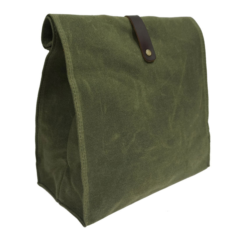 Waxed Canvas Leather Waterproof Lunch Handbag