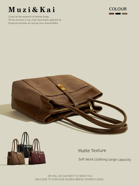 Retro Large Capacity Matte Texture Tote Bag